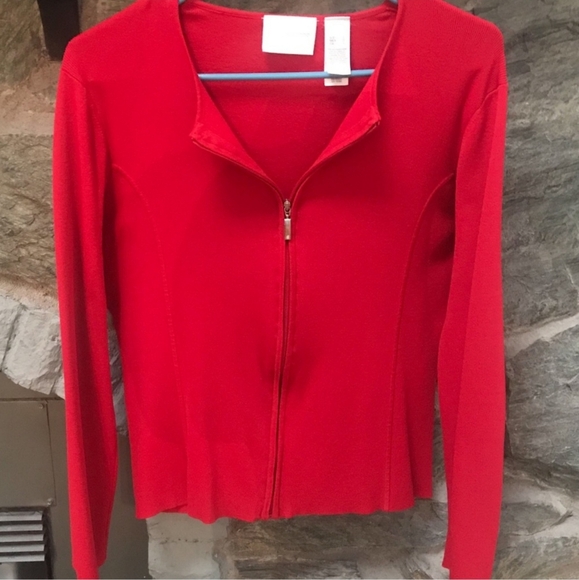Liz Claiborne Sweaters - Liz Claiborne Red Long Sleeve Sweater Front Zipper Size L